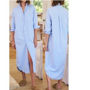 NEW FRANK & EILEEN RORY TATTERED DENIM MAXI LENGTH GLC BLUE SHIRT DRESS #2 SZ XL
